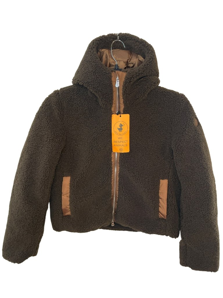 Save The Duck Womens Faux Fur Hooded Jacket In Brown Women's Size S Msrp$428 Nwt